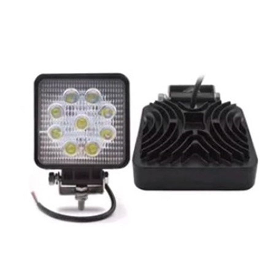 12V-80V Kare Tip Çalışma Lambası 9 Led 27W 35Mm