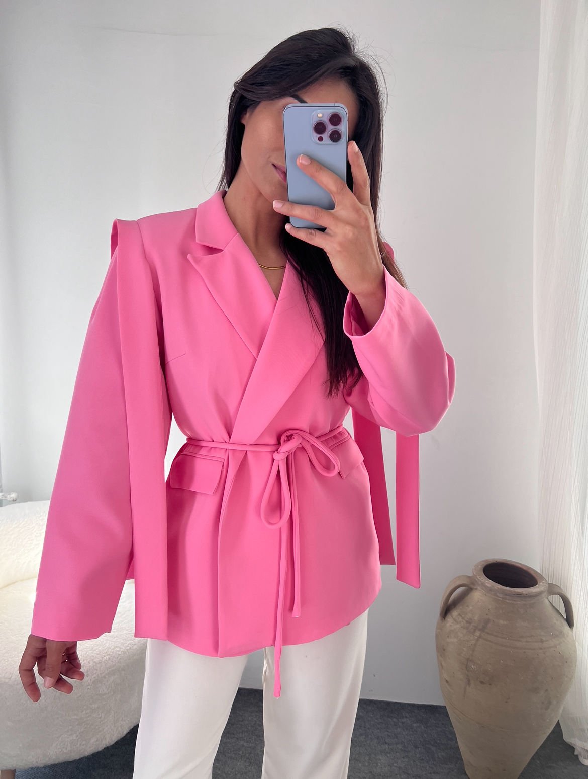 TASARIM BLAZER PEMBE