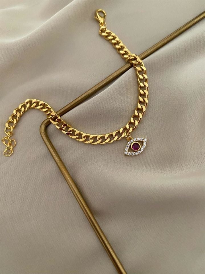 Fuşya Göz Charm Bileklik
