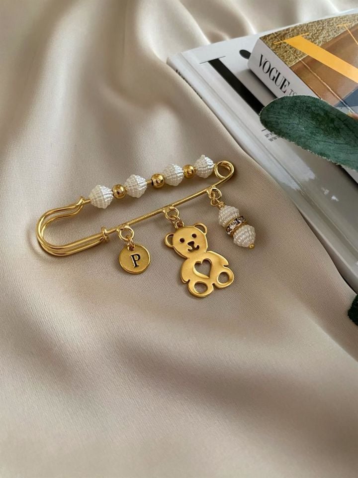 Gold Bear Charm Broş