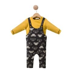 Cool-Ala Erkek Bebek İkili Takım Şardonlu Sweatshirt - Salopet %100 Pamuk