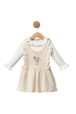 Mini Princess Kız Bebek 2'li Takım Jakarlı Örme Kumaş 6-9-12 Ay