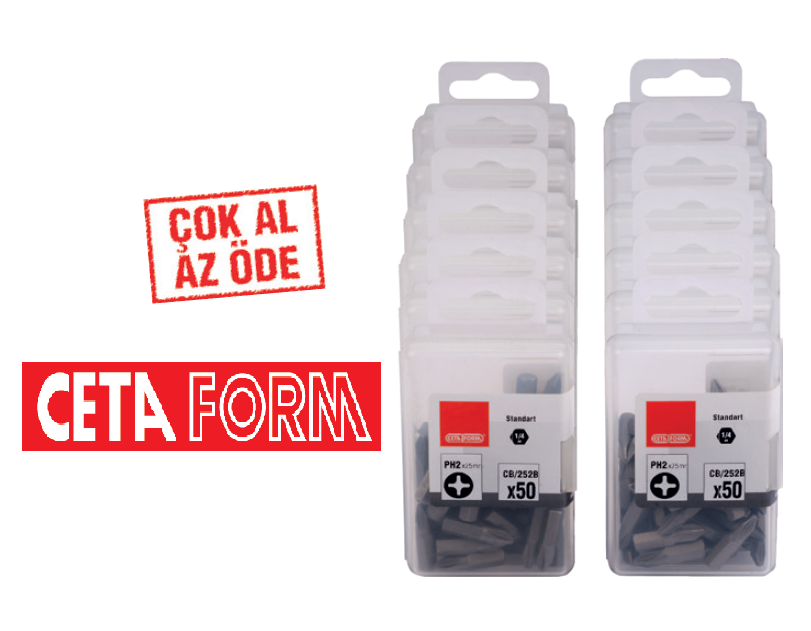 Ceta Form 500 Parça 1/4'' Yıldız Bits Uç Toptan Paketi- CB/252 (PH2 x 25 mm)