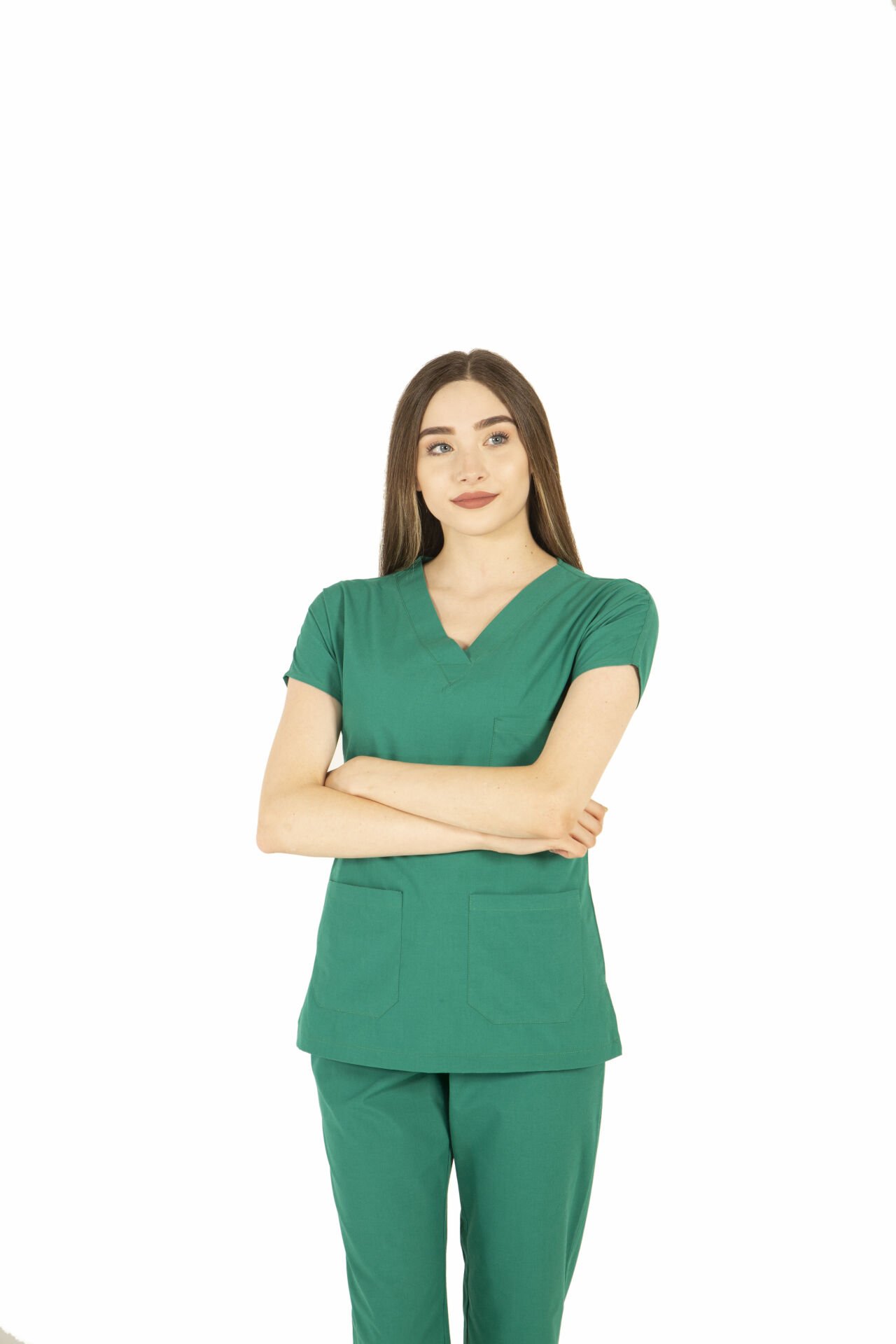 Ameliyathane Yeşili V Yaka Kadın Scrubs Takımı