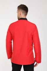 Siyah Şeritli Kırmızı Aşçı Ceketi
