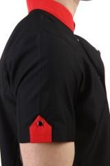 Kısa Kollu Kırmızı Şeritli Siyah Aşçı Ceketi