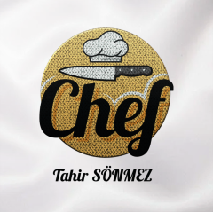 Kişiye Özel İsim Yazılı Bıçaklı, Aşçı Şapkalı Chef Logo Nakış İşleme Patch