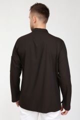 Likralı Kumaş Kahverengi Robalı Model Şef Aşçı Ceketi