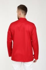 Likralı Kumaş Kırmızı, Robalı Model Şef Aşçı Ceketi