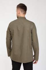 Likralı Kumaş Haki Yeşil Rengi, Robalı Model Şef Aşçı Ceketi