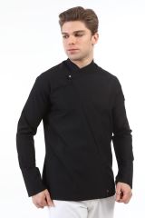 Fermuarlı Siyah Aşçı Ceketi - Yeni Tasarım Nakışlı