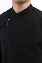 Fermuarlı Siyah Aşçı Ceketi - Yeni Tasarım Nakışlı