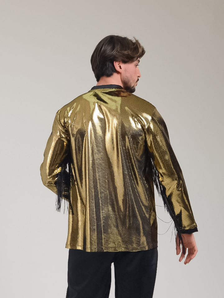 Gold Shiny Tassel Men s Jacket and Trousers