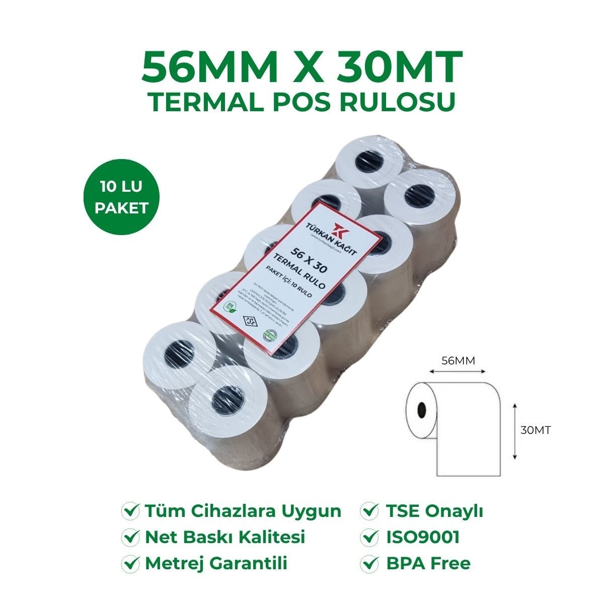 56X30 Termal Yazarkasa Pos Rulosu