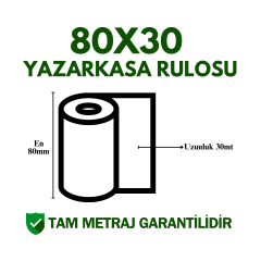 80x30 Yazarkasa Adisyon Rulosu Metraj Garantili