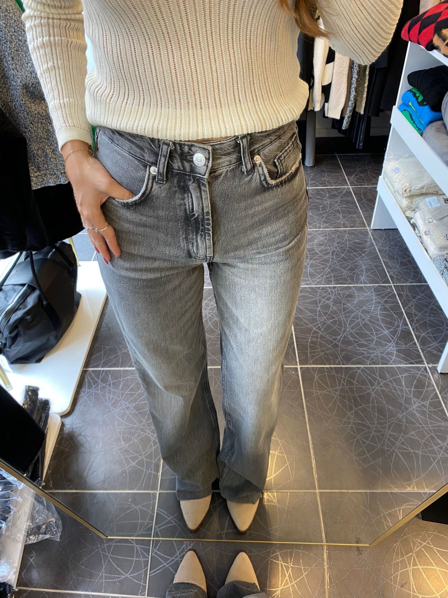 Orj. Marka Wide Leg Füme Jean Pantolon