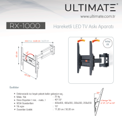 ULTIMATE RX-1000 40'' - 55'' Hareketli TV Askı Aparatı