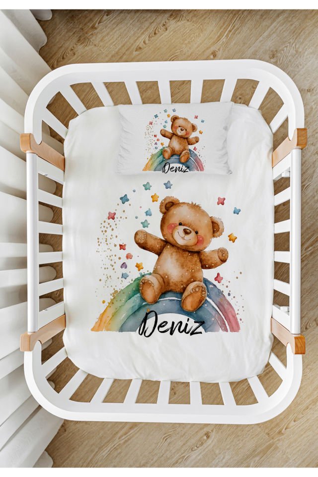 İsme Özel %100 Pamuk Park Yatak Çarşaf Seti (100x120)
