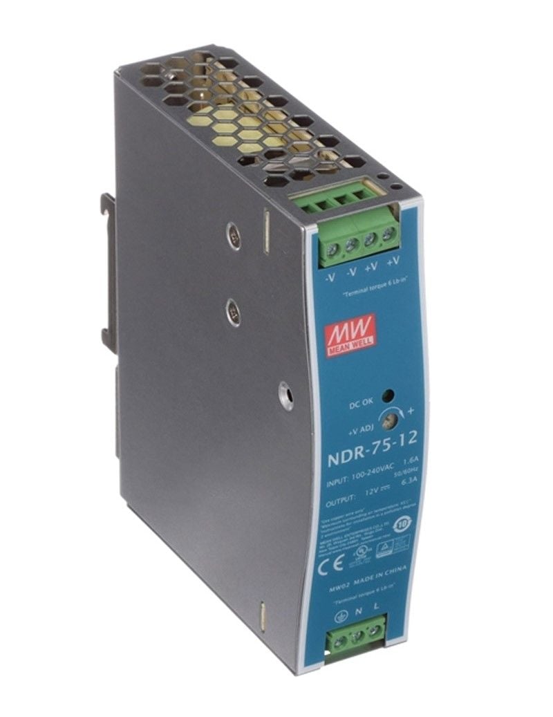 Mean Well NDR-75-12 12VDC 6,3A Ray Tipi Güç Kaynağı