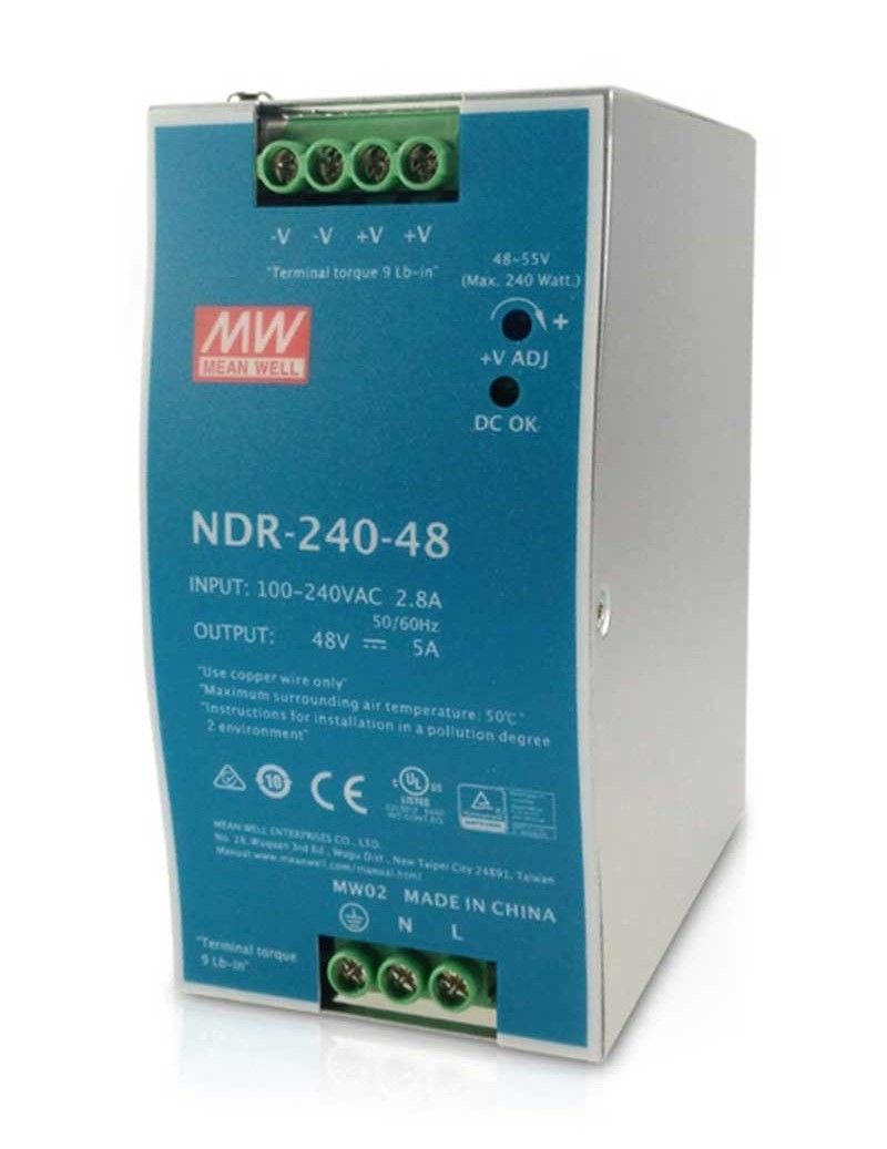 Mean Well NDR-240-48 48VDC 5A Ray Tipi Güç Kaynağı