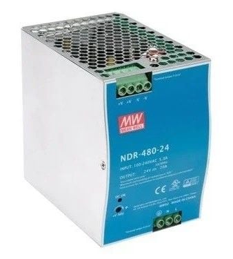 Mean Well NDR-480-24 24VDC 20A Ray Tipi Güç Kaynağı