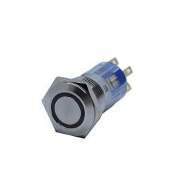 Butto J16-272-E-WD IP67 16mm Düz Kafa Metal Yaylı Buton Işıklı 6-24VDC Beyaz