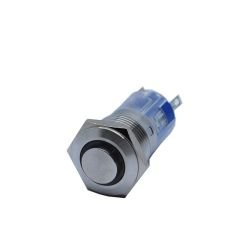 Butto J16-361-E-BD IP67 16mm Çıkık Kafa Metal Kalıcı Buton Işıklı 6-24VDC Mavi