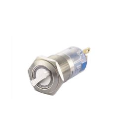 Butto J16-572-1-E-BD IP67 16mm Metal 1-0-2 Yaylı Mandal Buton Işıklı 6-24VDC Mavi