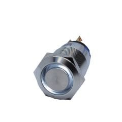 Butto J19-272-WD IP67 19mm Düz Kafa Metal Yaylı Buton Işıklı 6-24VDC Beyaz