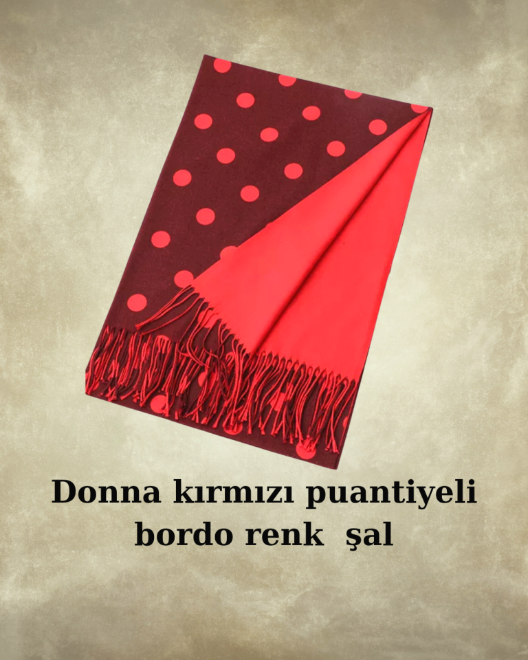 Donna Bordo Kırmızı Renk Çift Taraflı Şal