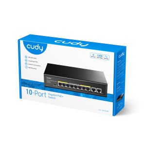 Cudy 10 Port Gigabit PoE Switch, 120 Watts PoE , 8 Gigabit  PoE+ Port, 2 Gigabit Uplink Port ,  GS1010PE