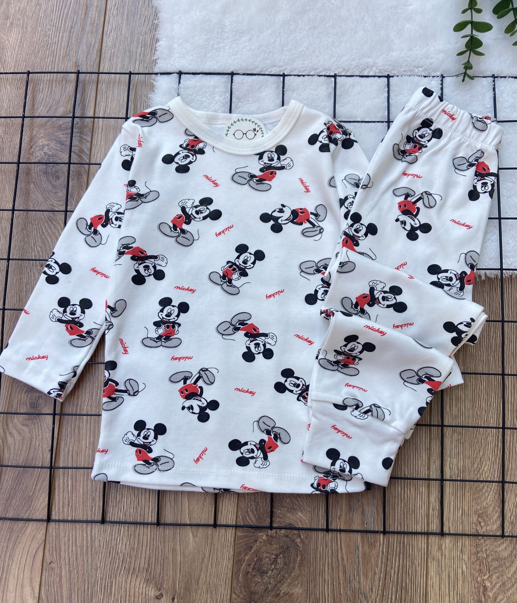 %100 Pamuk Penye Kumaş Bebek Çocuk Pijama Takım - PİJAMA MİCKY MOUSE NEW