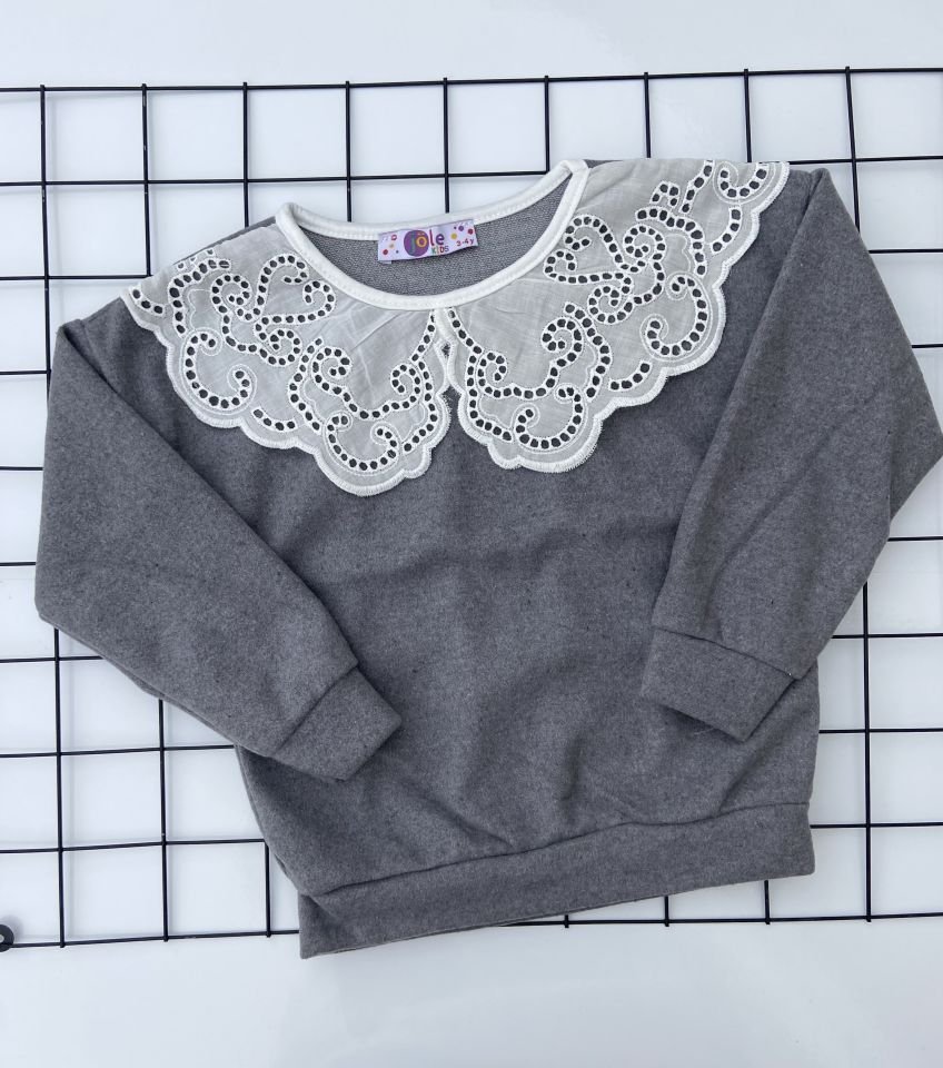 Önlük Yakalı Çocuk Sweatshirt Oversize Kalıp