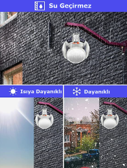 Solar ve Adaptör Şarj Girişli 5 Kanatlı 5 Modlu Kamp Bahçe Lambası