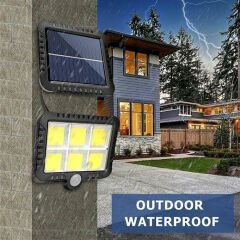 120 COB Led Solar Panel Güneş Enerjili 3 Mod Duvar Lambası Bahçe