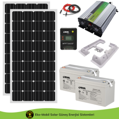 Karavan Hazır Solar Paket 1000W UPS 2x220W Monokristal 2X100Ah JEL
