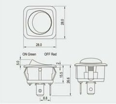 Ledli On-Off Anahtar 25A 12VDC 3P