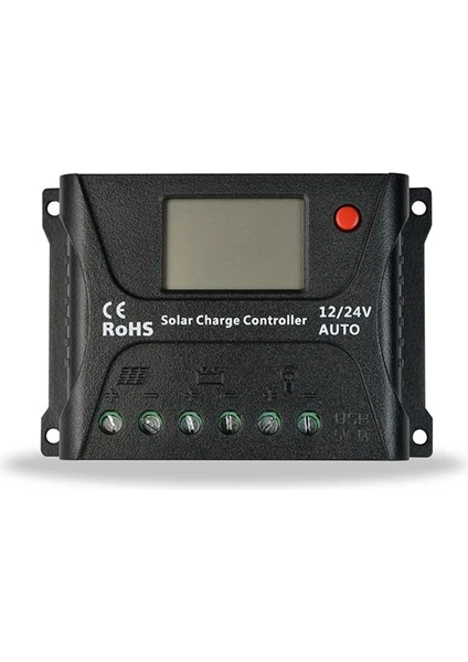 12-24V OTOMATİK 30A PWM Solar Şarj Kontrol Cihazı - Şarj Regülatörü LCD Ekranlı