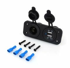 Marine Tip Çift Usb Şarj Soketi ve Çakmaklık 2.1A/1A - 12 V