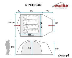 Evolite Excamp4 Pro 4 Kişilik Çadır 4 Mevsim