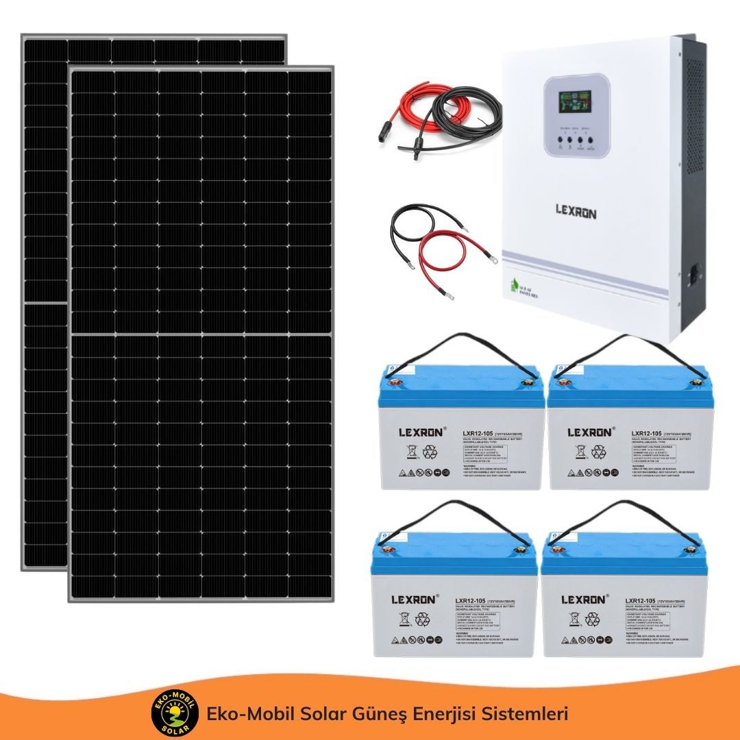 Hazır Solar Paket 3kW 2x 600W Topcon 4x 105Ah Jel