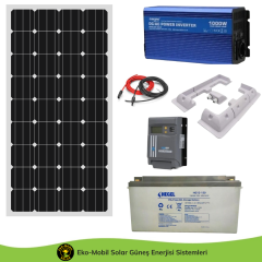 Karavan Hazır Solar Paket Eko 1kW 360W Monokristal 150 Amper Jel