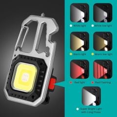 Keychain Light W5138 Cob Led USB Şarjlı Çok İşlevli Outdoor Survival Anahtarlık