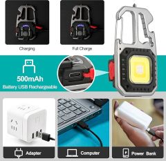 Keychain Light W5138 Cob Led USB Şarjlı Çok İşlevli Outdoor Survival Anahtarlık