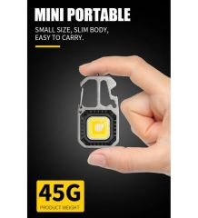 Keychain Light W5138 Cob Led USB Şarjlı Çok İşlevli Outdoor Survival Anahtarlık