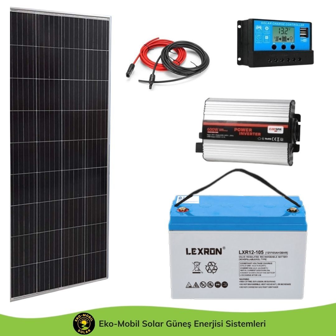 Hazır Solar Paket 600W İnverter 210W Monokristal 100Ah Jel