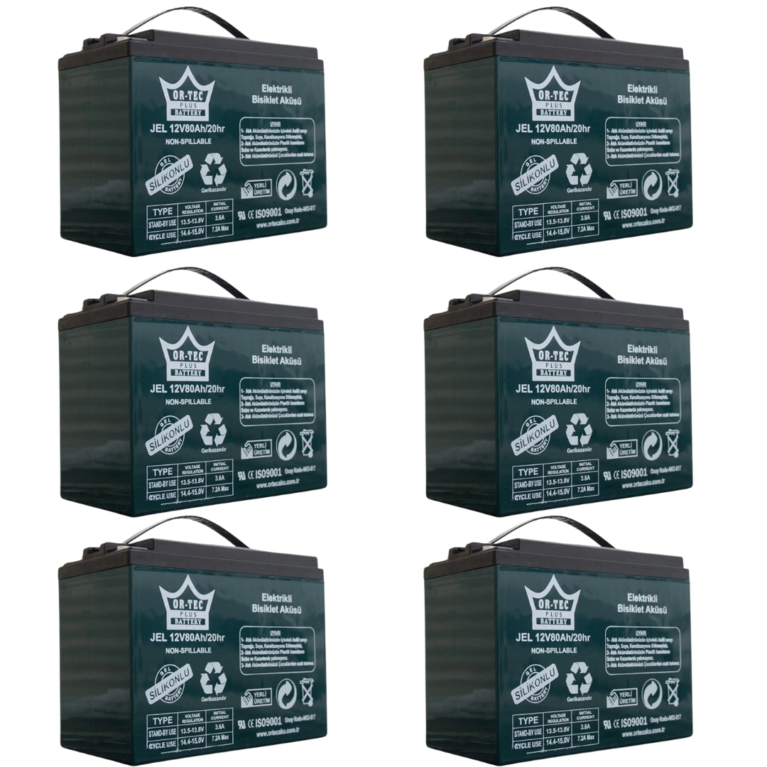 6 adet Ortec 60/80 Amper Elektrikli Bisiklet Aküsü