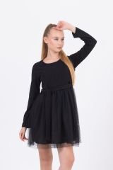 Kız Çocuk Siyah Pırıltılı Elbise