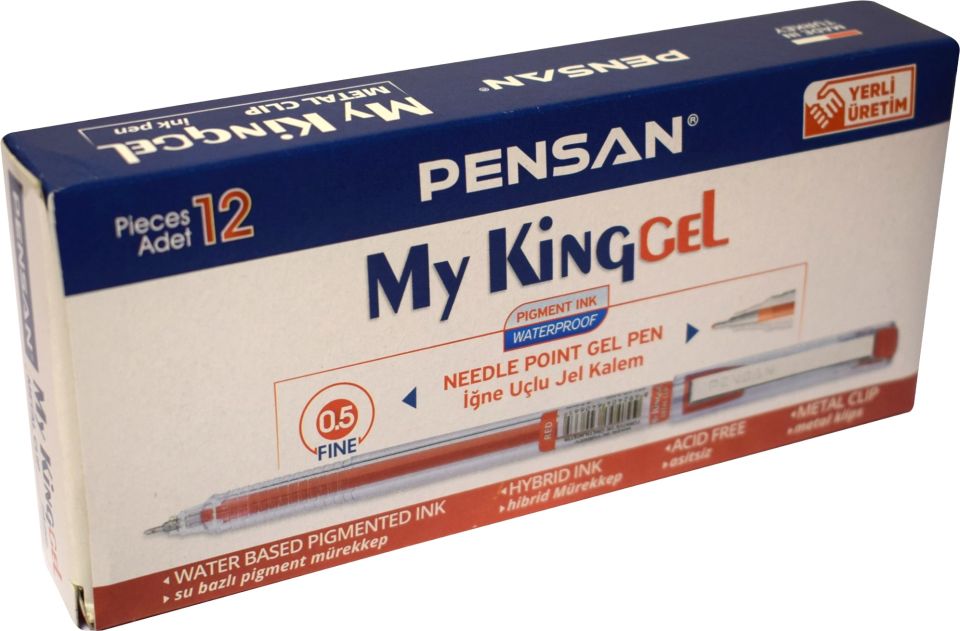 Pensan 6405 My-Kıng Jel Metal Klips Kalem Kırmızı 0,5