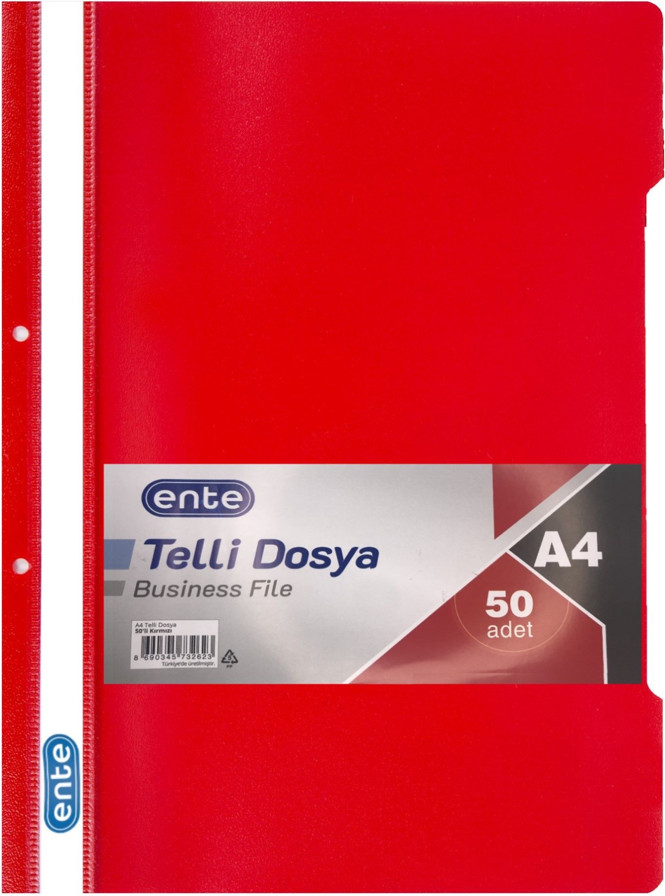 Ente Telli Dosya A4 Kırmızı 50'li Paket